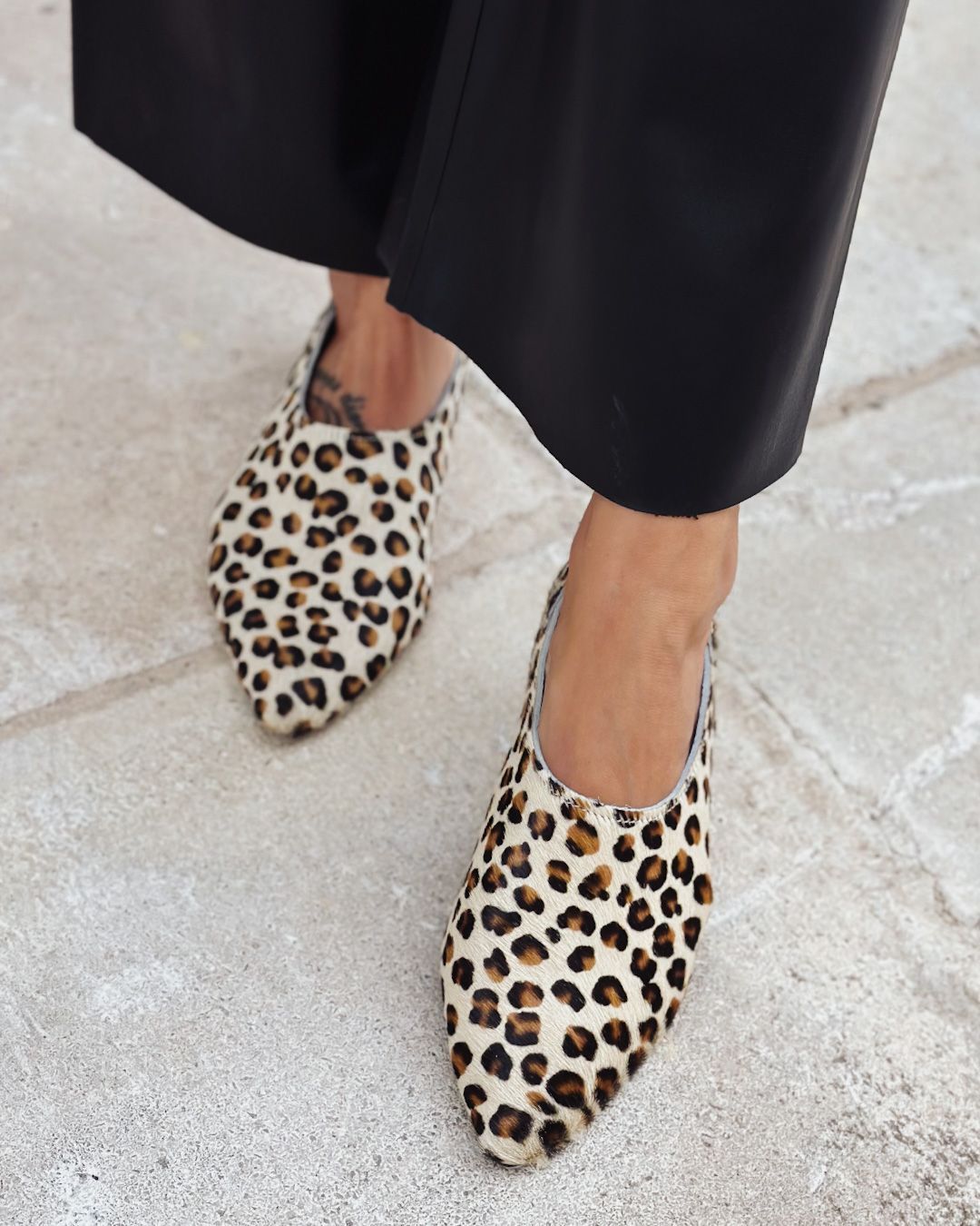 Brunch time mules leopard